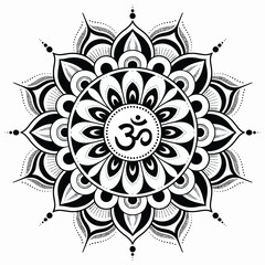 Intricate om mandala vector illustration scalable eps icon for meditation and spirituality design silhouette vector illustration white background