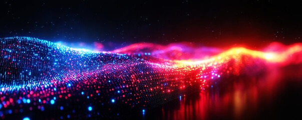 Vibrant Colorful Abstract Wave of Digital Particles in Motion