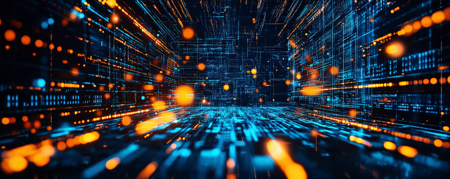 Vibrant digital data streams representing advanced technological connectivity
