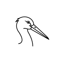 Obraz premium Minimalist line art illustration of a stork head profile.