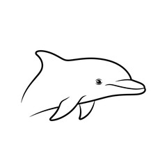 Obraz premium Simple black and white line art drawing of a dolphin.