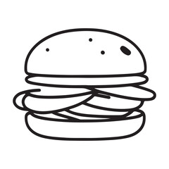 Burger Illustration Delicious Hamburger with Sesame Seeds