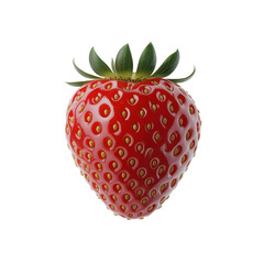 Vibrant isolated strawberry with green leaves on transparent background