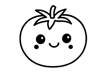 Cute smiling tomato drawing with kawaii style face