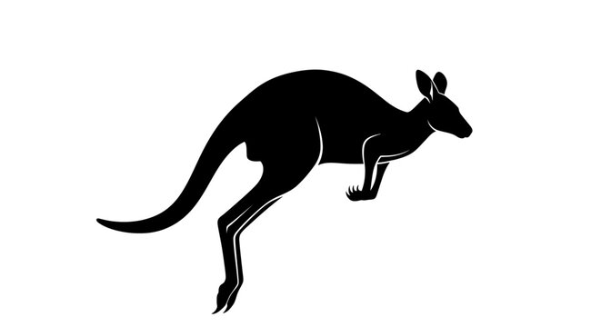 Silhouette of a Kangaroo Leaping Forward with Powerful Legs.