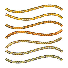 Set of golden Rope patterns for Illustrator pattern brushes