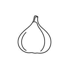Simple outline drawing of a fresh fig fruit ready to eat.