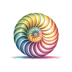 A mesmerizing rainbow nautilus shell radiating vibrant energy and growth with intricate spirals and