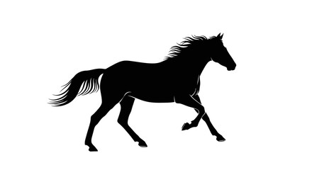 Obraz premium Silhouette of a majestic horse galloping with its mane flowing.