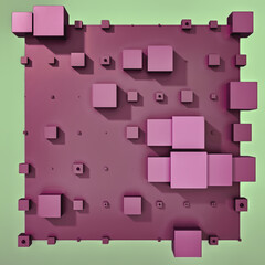 A clean and professional 3D background featuring colorful cubes arranged in a balanced geometric grid on a contrasting color surface.