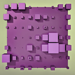 A clean and professional 3D background featuring colorful cubes arranged in a balanced geometric grid on a contrasting color surface.