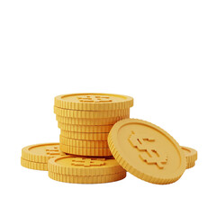 Stack of golden voxel art dollar coins symbolizing wealth and economy
