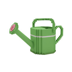 Green voxel art watering can symbolizing gardening and plant care