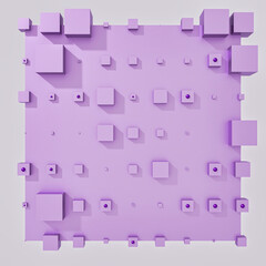 A clean and professional 3D background featuring colorful cubes arranged in a balanced geometric grid on a contrasting color surface.