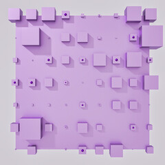 A clean and professional 3D background featuring colorful cubes arranged in a balanced geometric grid on a contrasting color surface.
