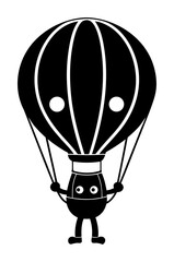Vector art of cute cartoon hot air balloon character flying