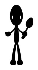 Vector art of stick figure holding a spoon
