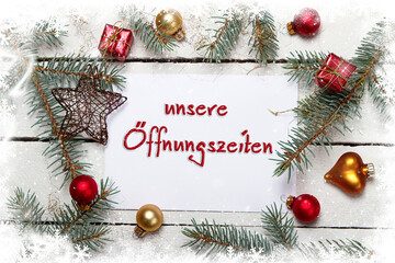 unsere &Ouml;ffnungszeiten an Weihnachten