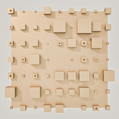 A clean and professional 3D background featuring colorful cubes arranged in a balanced geometric grid on a contrasting color surface.