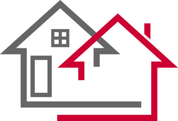 Zwei Häuser, Immobilien und Dachdecker Logo, Hintergrund	
