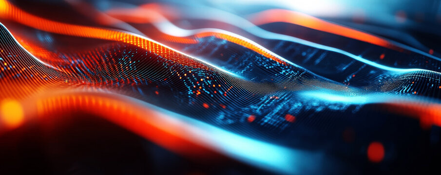 Dynamic and colorful abstract digital wave pattern with vibrant lights