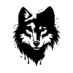 A lone wolf head gazes intensely a symbol of wild independence spirit Bold black white vector design