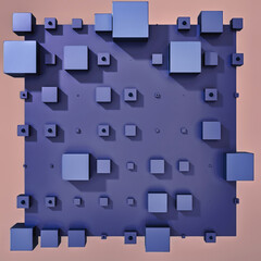 A clean and professional 3D background featuring colorful cubes arranged in a balanced geometric grid on a contrasting color surface.