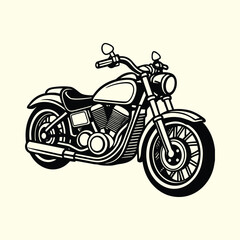 Obraz premium Detailed cruiser motorcycle illustration, vintage biker chopper graphic in monochrome vector style for a club emblem.