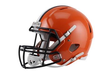 Naklejka premium Orange american football helmet profile view sports gear for athletes protection and game play
