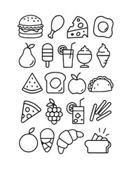 Delicious food doodles for menu design and fun illustrations