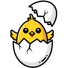 vector illustration of cartoon chicken and egg