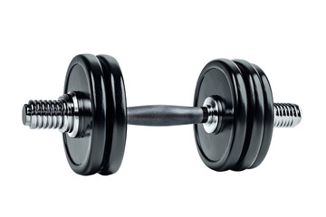Naklejka premium Close-up of black adjustable dumbbell for fitness and strength training equipment
