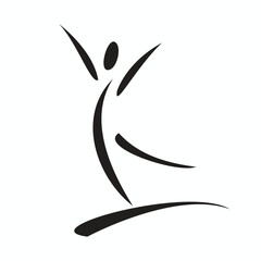 Stylized silhouette of a dancer in motion isolated on white background, conveying energy, grace, and artistic expression