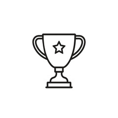 Line art icon of a trophy with a star, isolated on white background