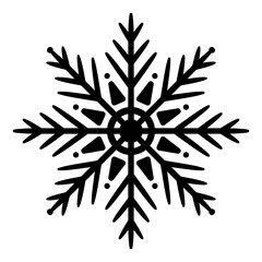 Abstract vector snowflake with frozen form. Isolated symmetrical element, seasonal ornament and winter decoration symbol for cold weather design.