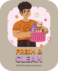 Laundry Service Flyer Template Design. Dry cleaner Poster brochure design, Vector Editable and Print A4 size flyer design.