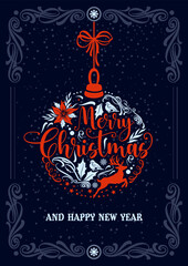 Holiday greeting card with festive decoration