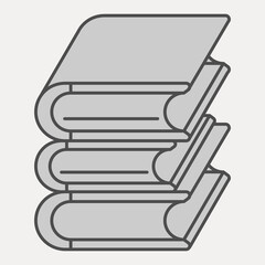 Three books in stack isometric icon, teacher day concept. Vector graphics. Education sign and editable stroke, outline style icon for mobile or web design.