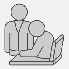 Student and teacher isometric icon, teacher day concept. Vector graphics. Education sign and editable stroke, outline style icon for mobile or web design.