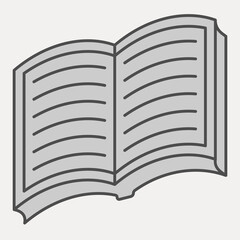 Textbook isometric icon, literature concept. Vector graphics. Open book with text sign and editable stroke, outline style icon for mobile or web design.