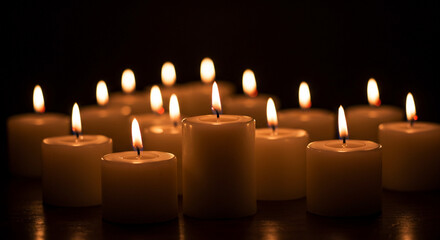 burning candles on a dark background