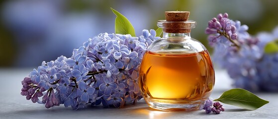 Lilac blooms accent golden oil