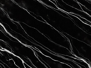 Cosmic Black Marble: Dramatic White Veins on a Deep Black Background