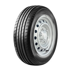 car tire and wheel , aluminum wheel , side view isolate on white background.