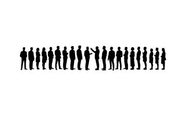 Naklejka premium Business people silhouettes vector illustration design, diverse group of male and female business isolated, entrepreneurial, working, corporate staff, office work environment, leadership and success