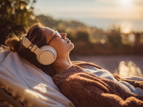 Kobieta w słuchawkach - relaks