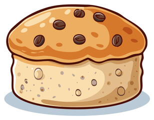 Delicious Chocolate Chip Muffin Isolated Cartoon Illustration for Baking and Sweet Treats