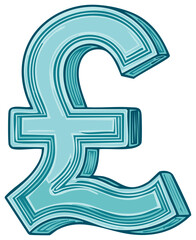 Obraz premium 3D Rendered Illustration of a Turquoise Pound Sterling Sign with Textured Lines