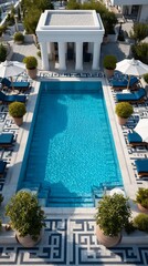 Opulent pool sanctuary Geometric design  classic charm