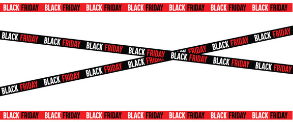 ribbons for black friday sale transparent png or isolated on white background, Crossed ribbons. Big sale. Graphic elements. Vector illustration